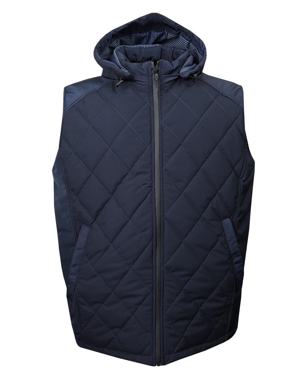 Plus Size Padded Quilted Vest - Navy blue