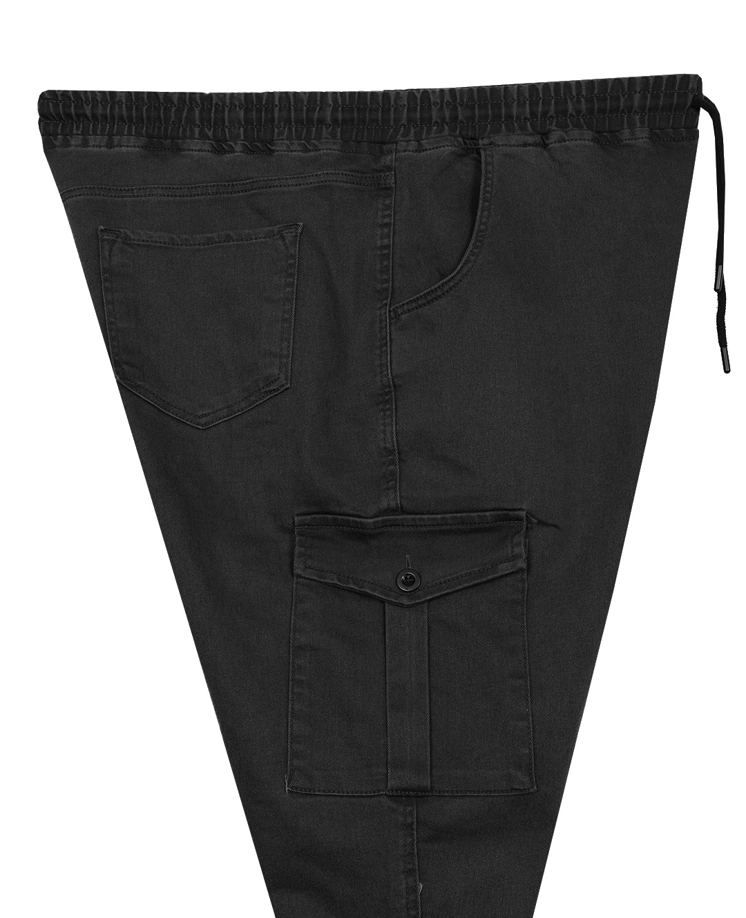 Kışlık Büyük Beden Jogger Kot Pantolon Paça Lastikli - Siyah