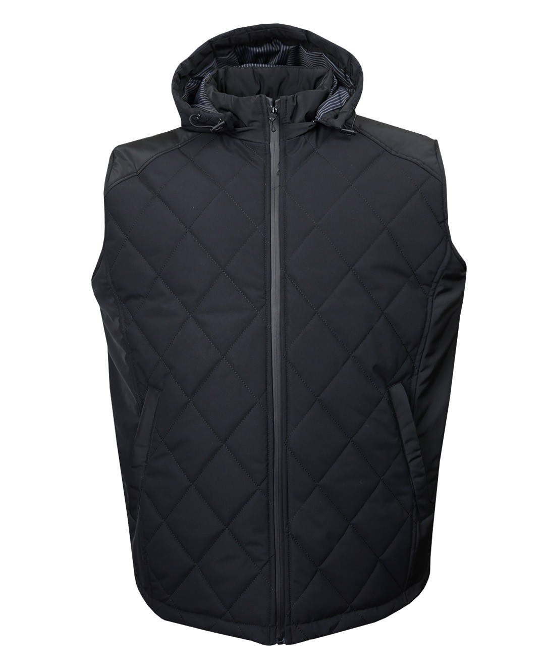 Plus Size Padded Quilted Vest - Black