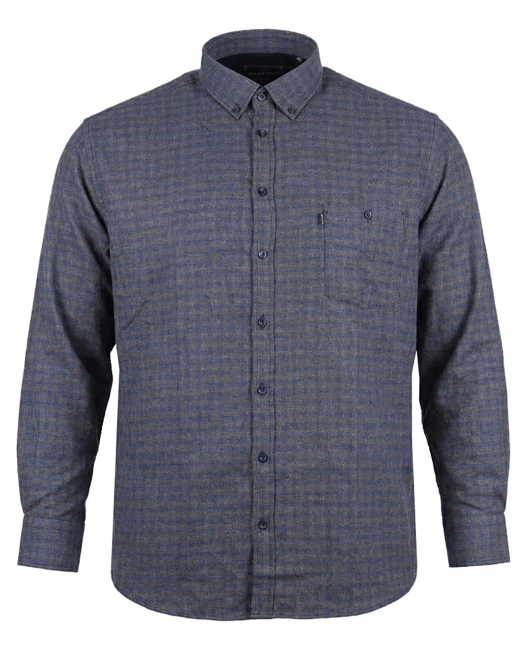 Büyük Beden Pamuklu Ekose Gömlek Düğme Yaka