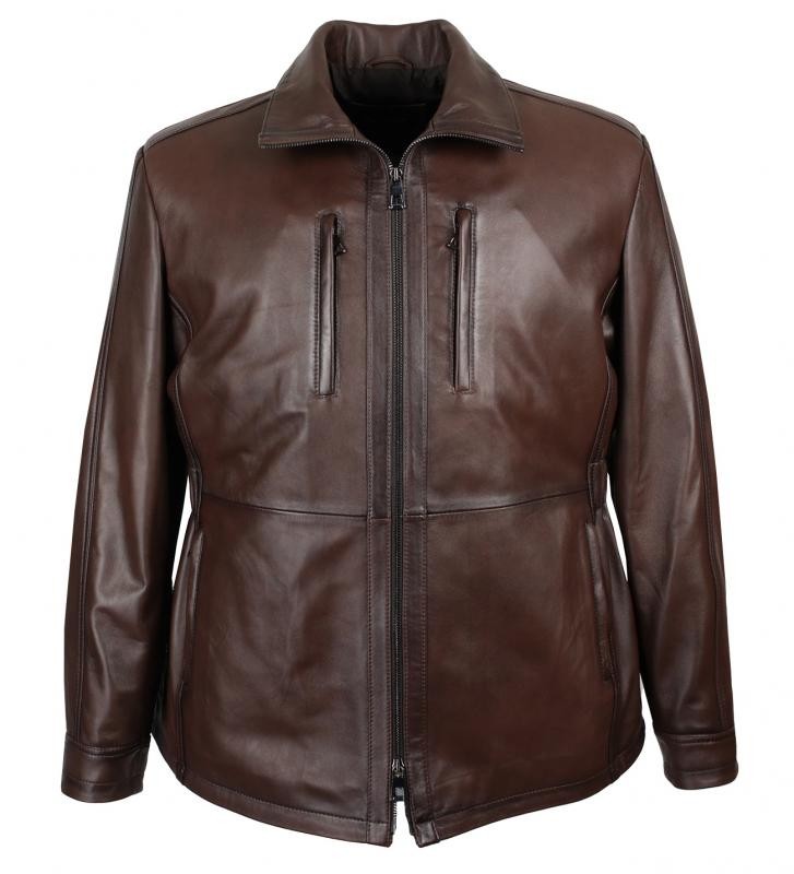 Men's Plus Size Leather Jacket Stand Collar