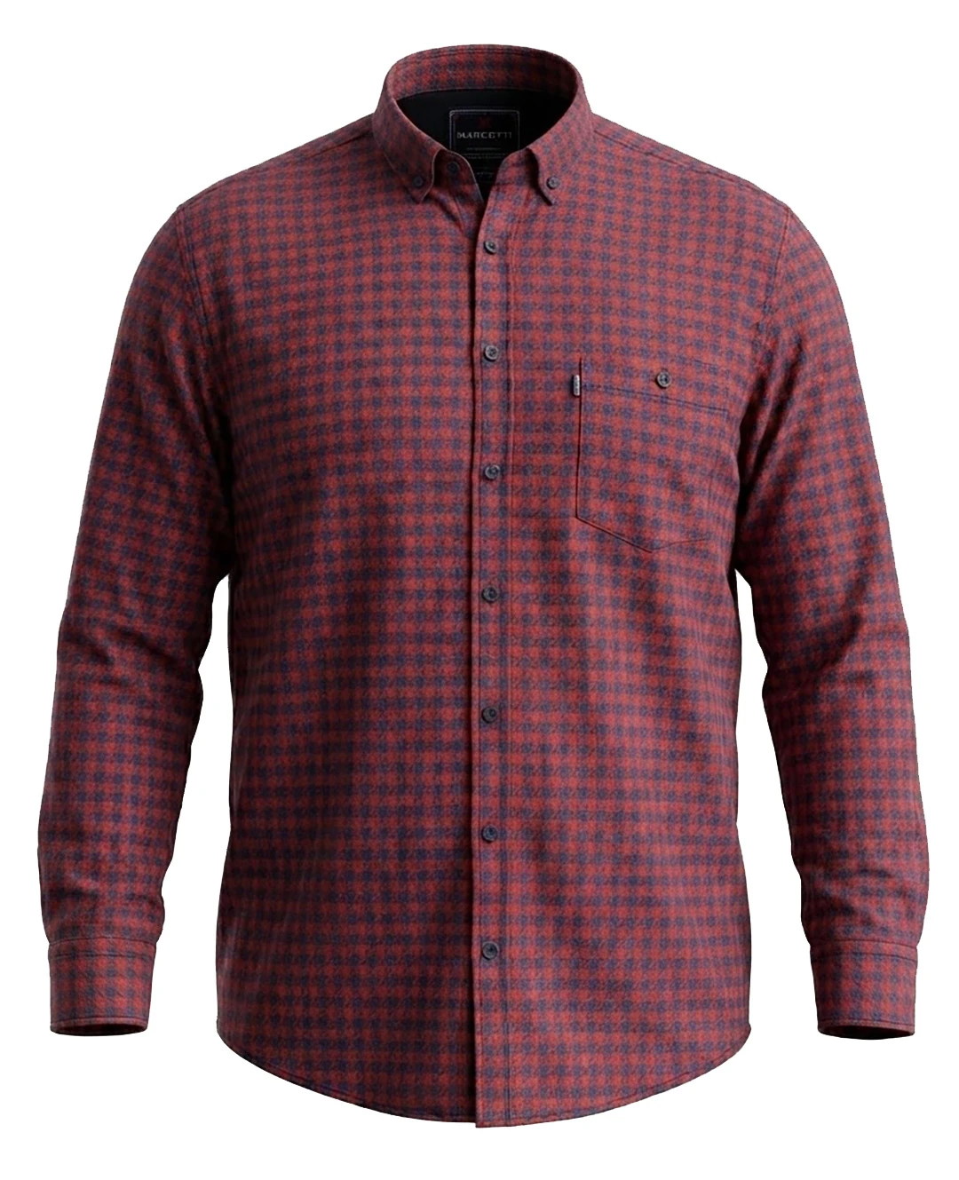 Büyük Beden Pamuklu Ekose Gömlek Düğme Yaka