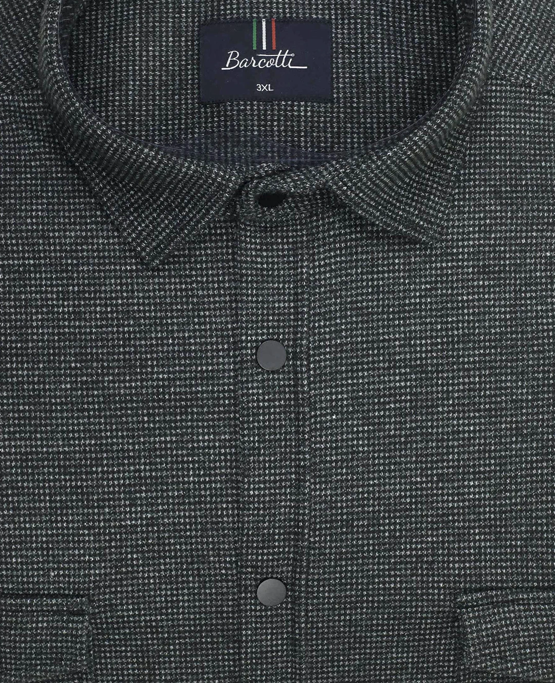 Büyük Beden Çift Cepli Likralı Örme Gömlek - Petrol Yeşil