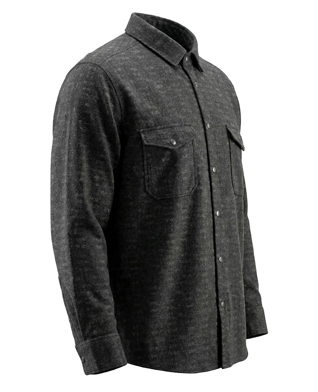 Kışlık Büyük Beden Çift Cepli Likralı Örme Gömlek - Siyah