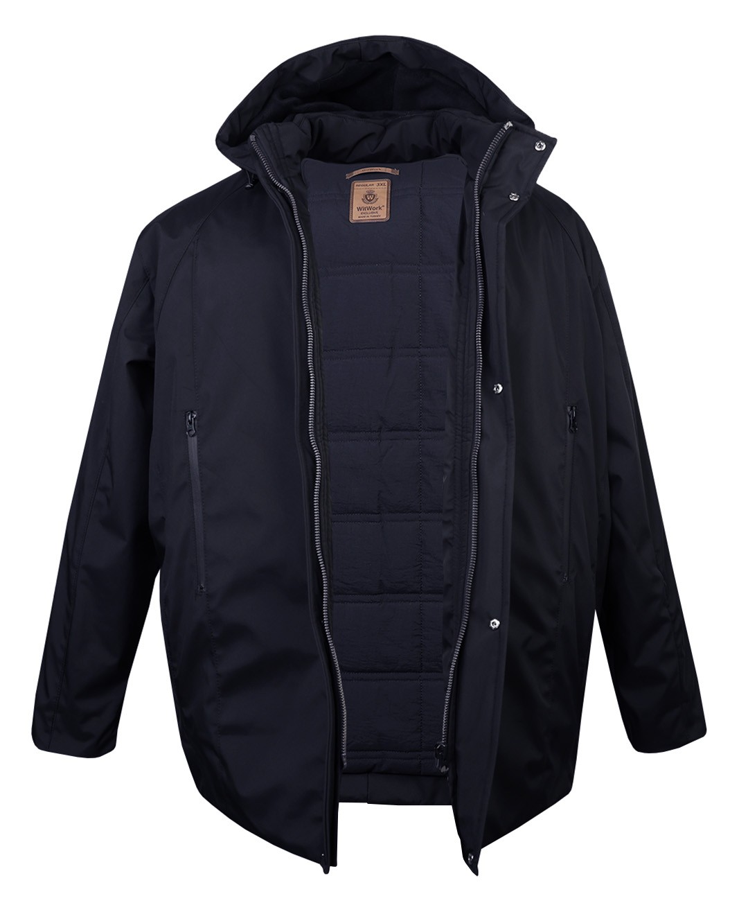 Büyük Beden Astarlı Softshell Mont - Lacivert