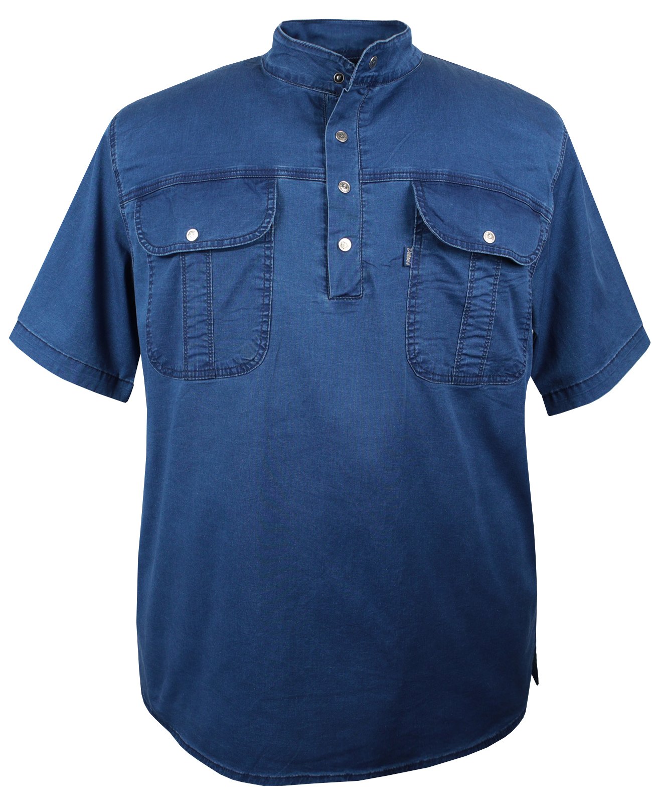 Plus Size Judge Collared Denim Shirt Short Sleeve