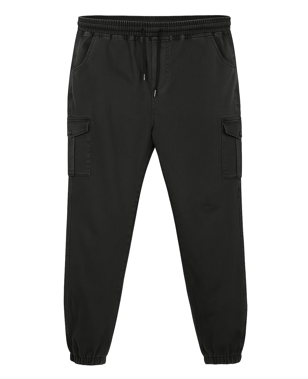 Kışlık Büyük Beden Jogger Kot Pantolon Paça Lastikli - Siyah