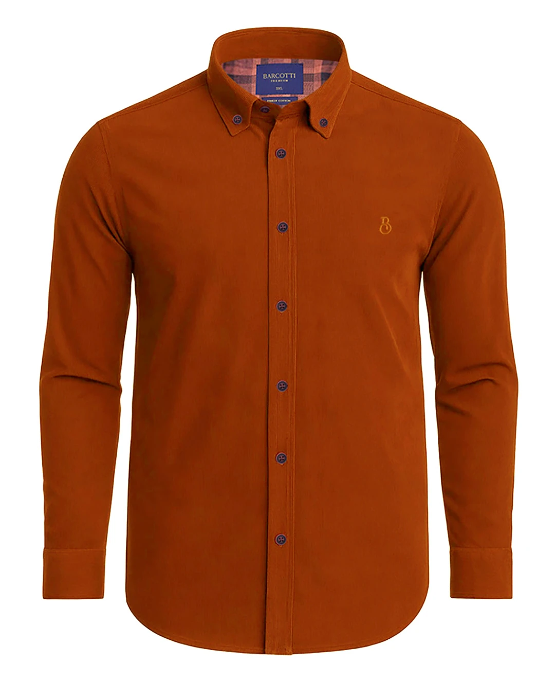 Büyük Beden Kadife Gömlek Düğme Yaka - Kremit