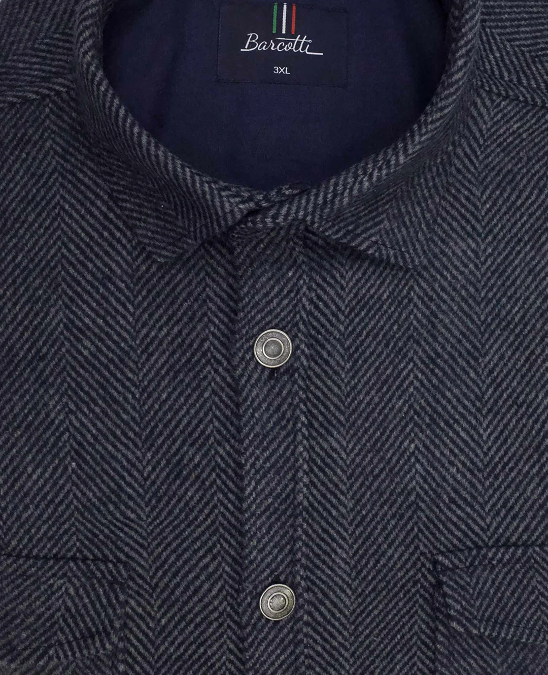 Büyük Beden Çift Cepli Pamuklu Örme Gömlek - Lacivert