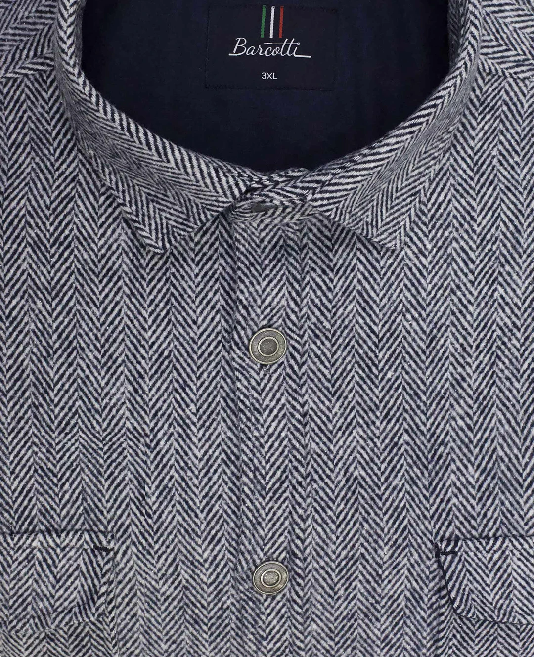 Büyük Beden Çift Cepli Pamuklu Örme Gömlek - Gri