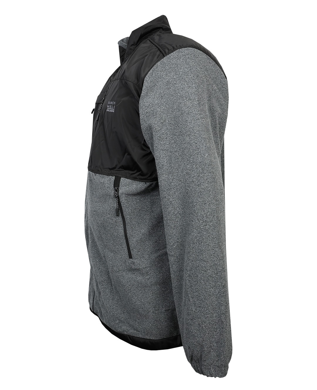 Büyük Beden Dik Yaka Parçalı Polar Sweat - Gri