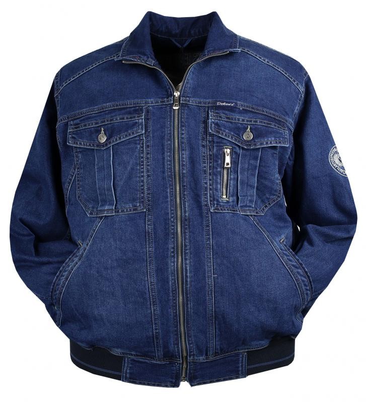 Men's Plus Size Stand Collar Denim Jacket Sembol Blue