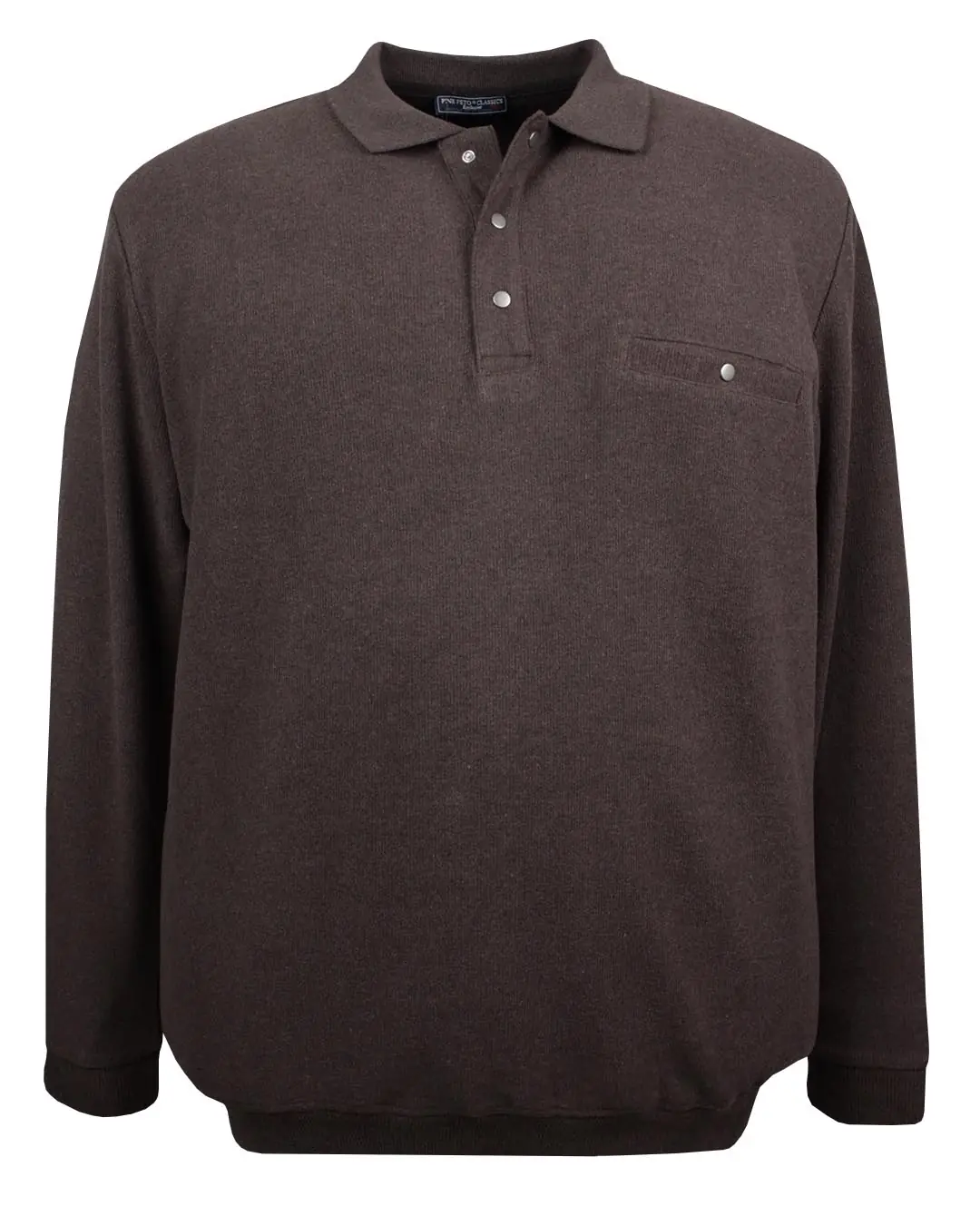 Plus Size Polo Collar Thessaloniki Sweat with Pockets Coffee