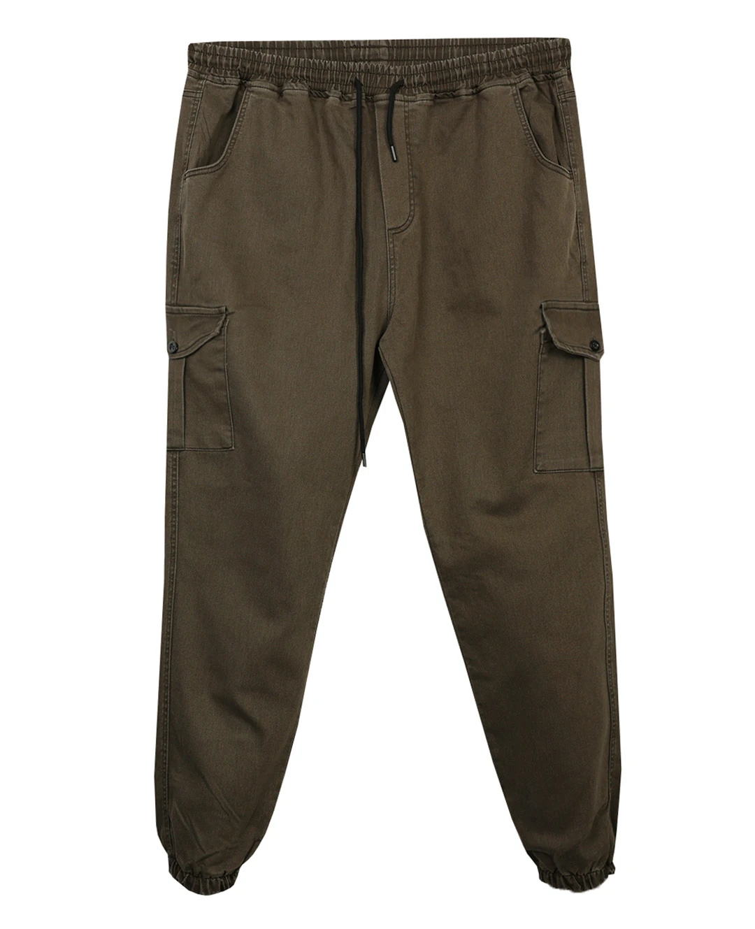 Kışlık Büyük Beden Jogger Kot Pantolon Paça Lastikli - Koyu Toprak