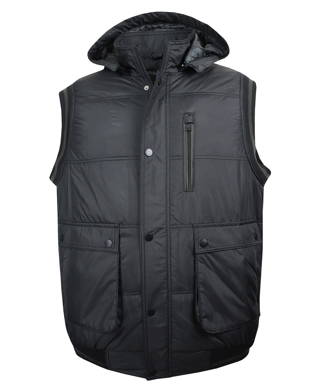 Super Size Hooded Vest Black 7XL-13XL