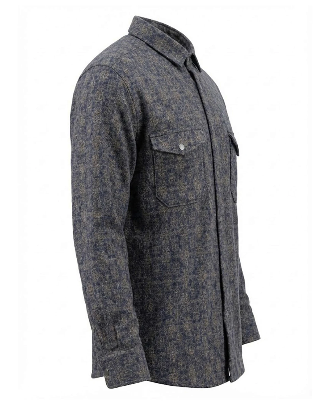 Kışlık Büyük Beden Çift Cepli Likralı Örme Gömlek - Bej