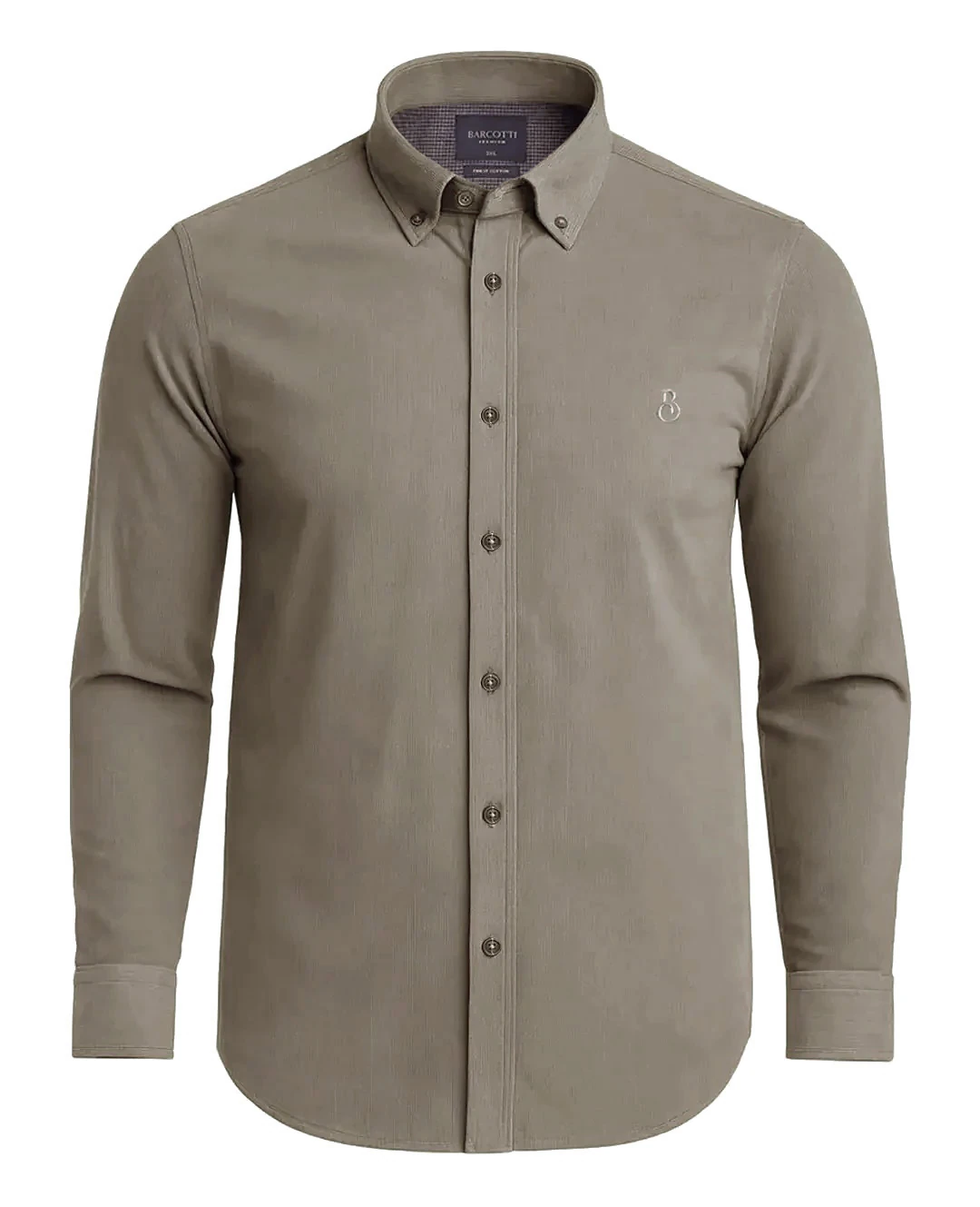 Büyük Beden Kadife Gömlek Düğme Yaka - Bej