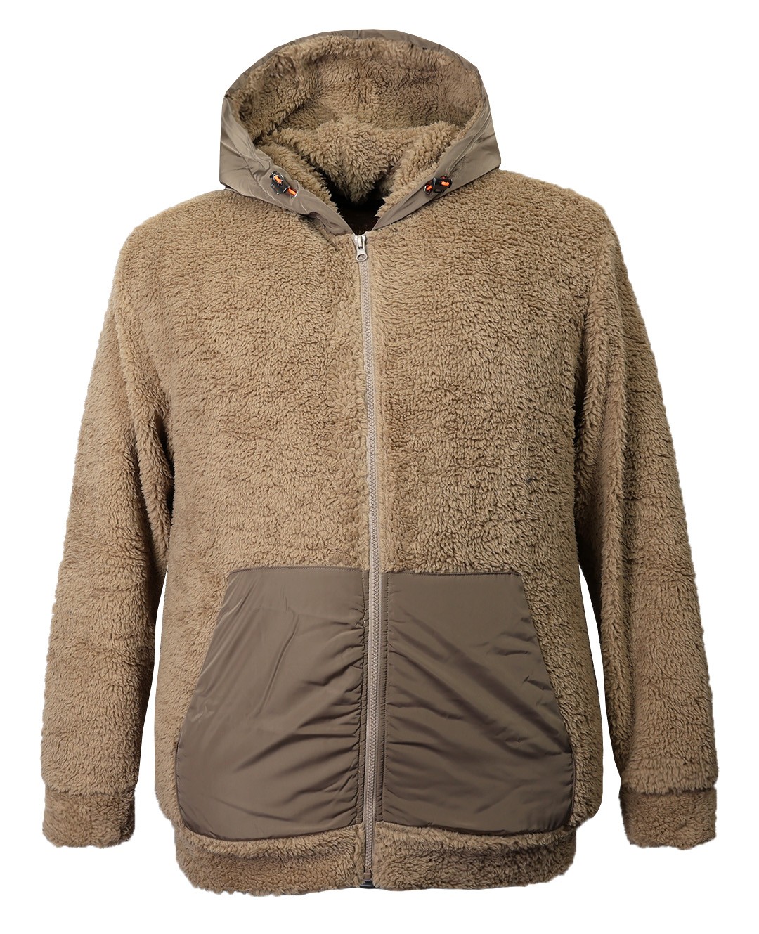 Plus Size Hooded Plush Sweatshirt Beige