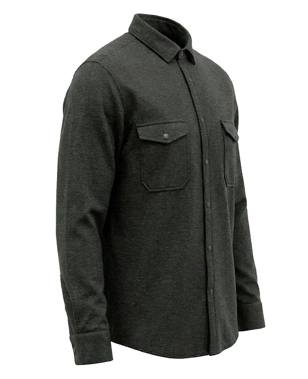 Büyük Beden Çift Cepli Likralı Örme Gömlek - Petrol Yeşil