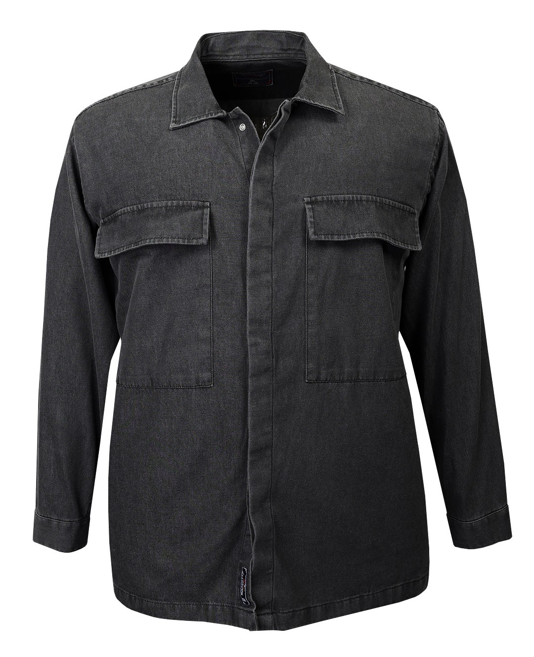 Winter Plus Size Denim Shirt Double Pocket Anthracite