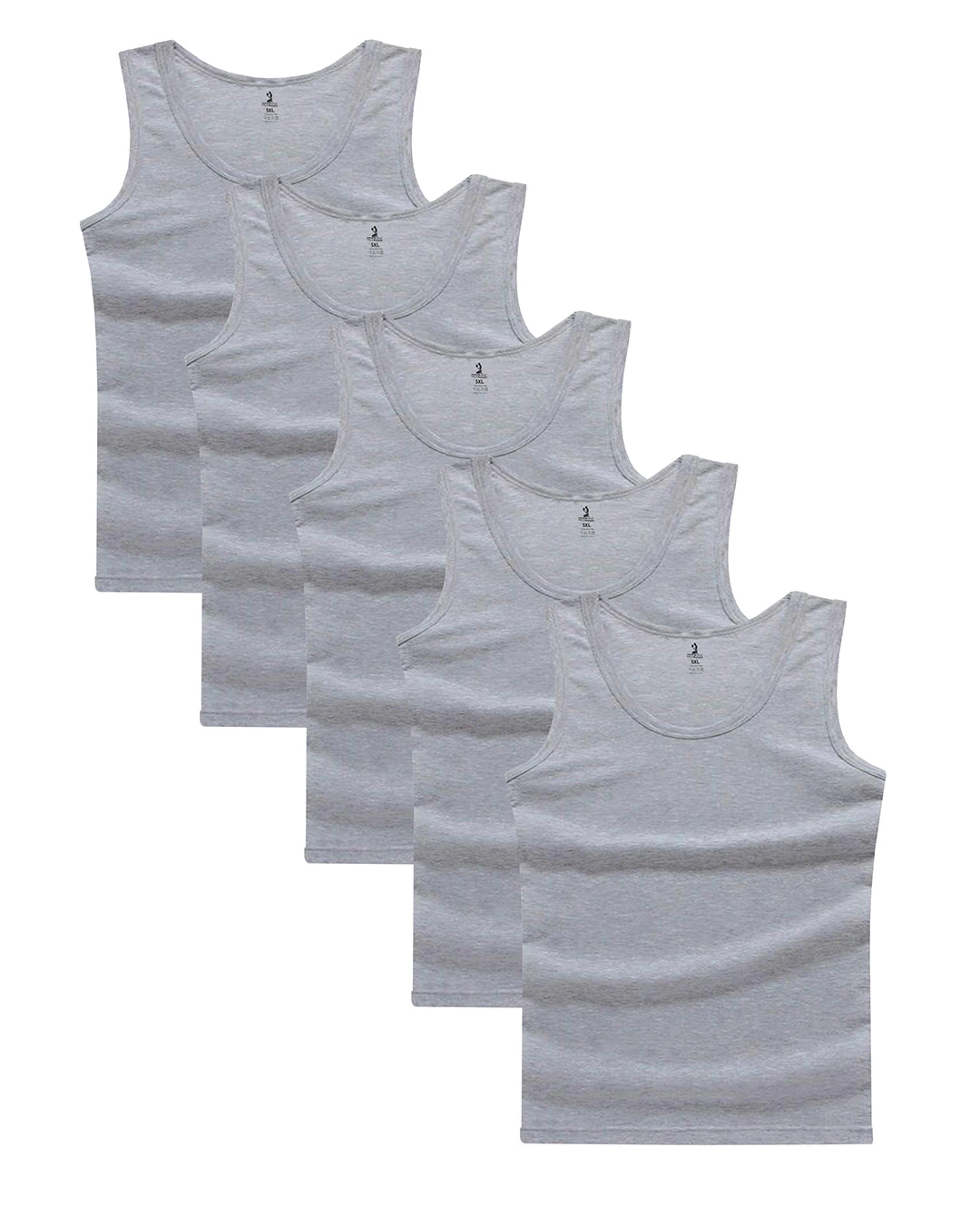 5 Adet Büyük Beden Pamuklu Klasik Atlet (Geniş Rahat Kalıp) - Gri