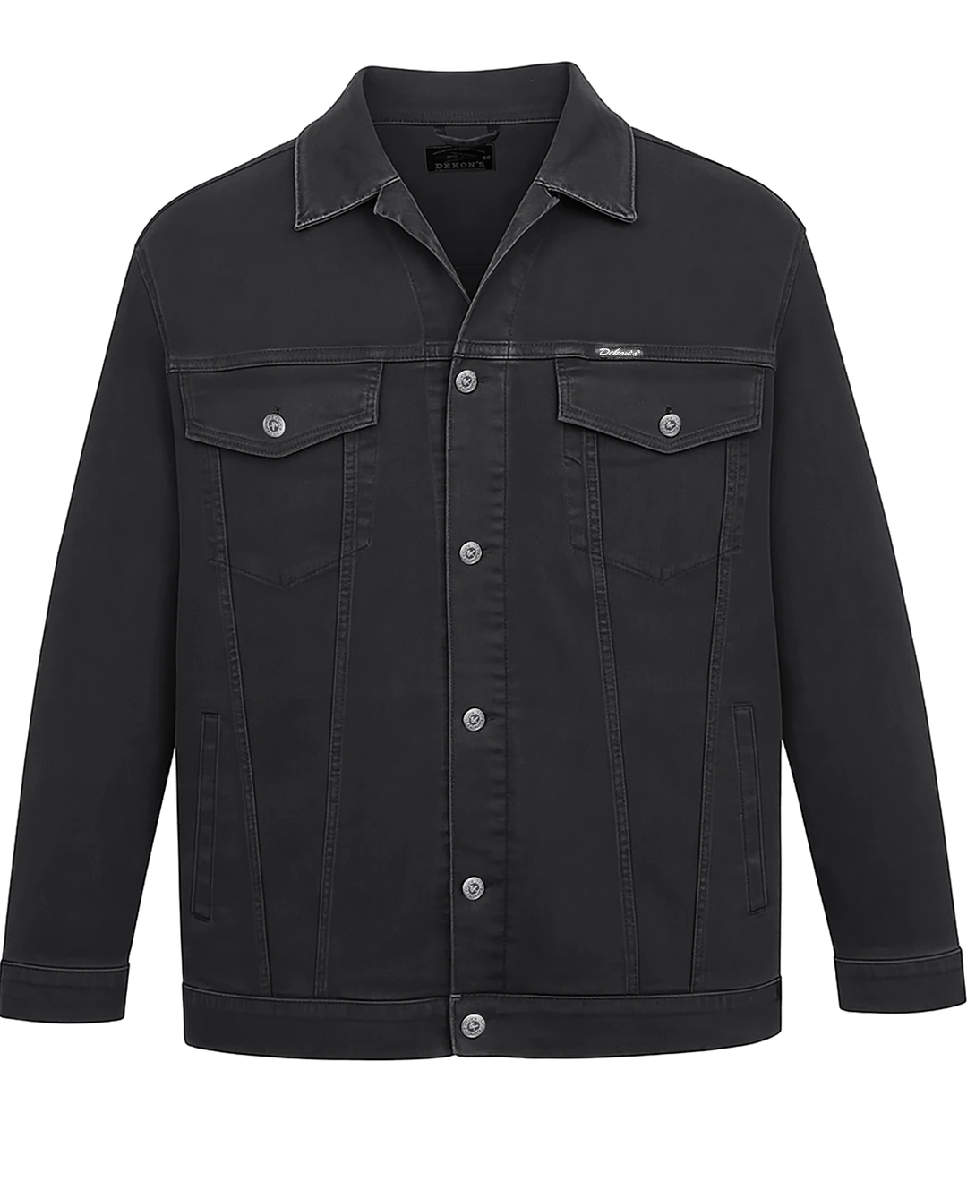 Büyük Beden Likralı Kot Ceket Sembol Black+Black