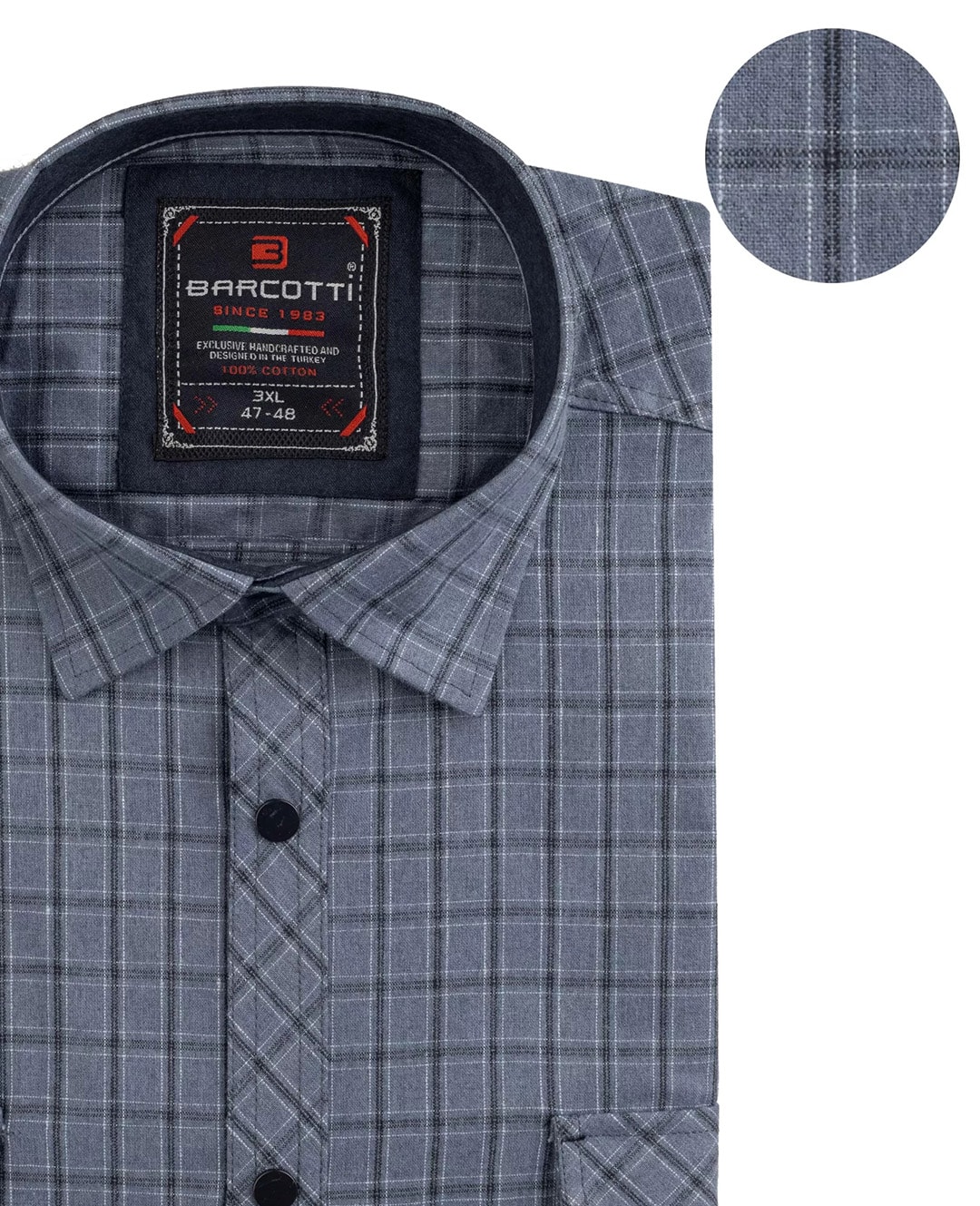 Büyük Beden Pamuklu Flannel Gömlek Çift Cepli - İndigo