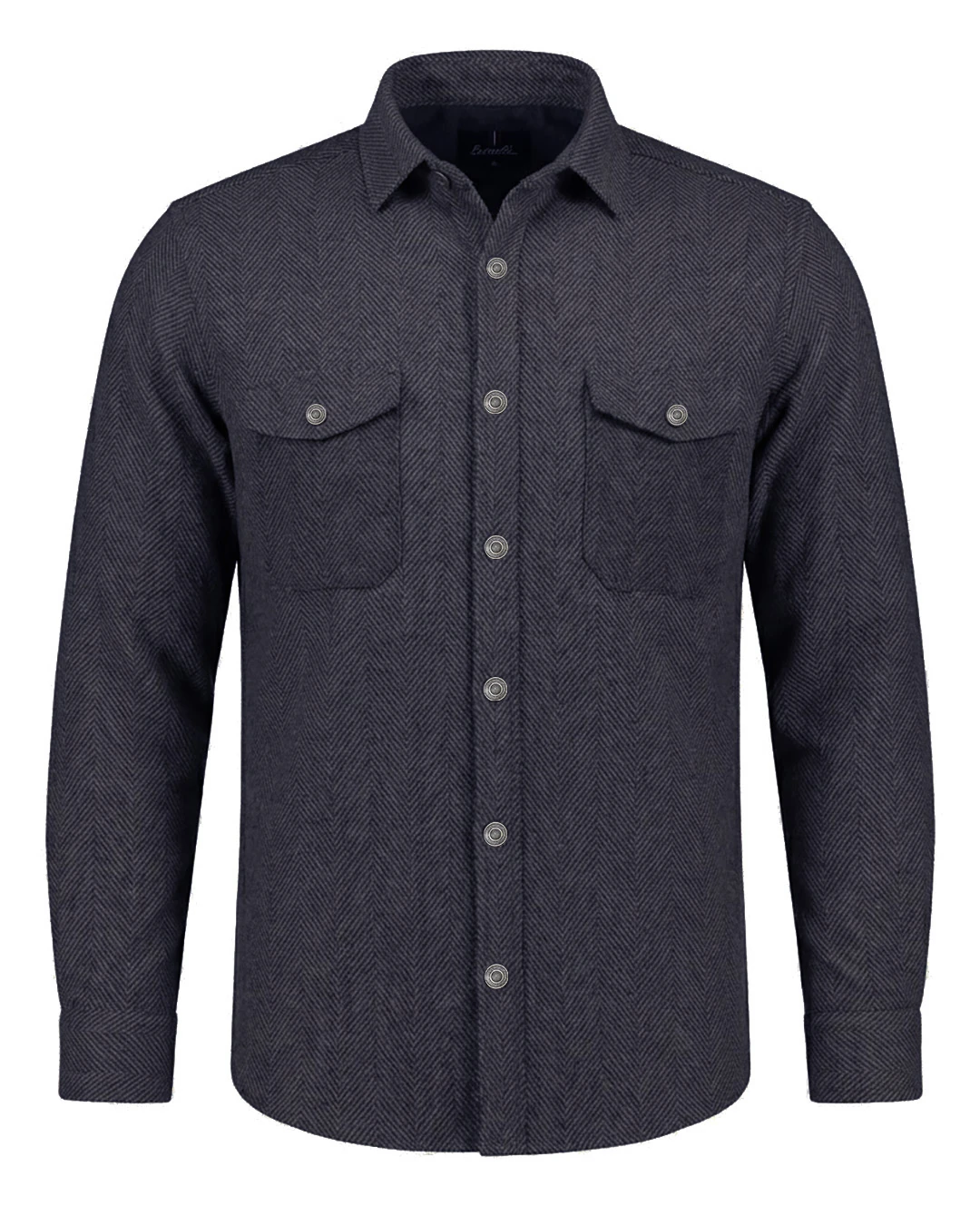 Büyük Beden Çift Cepli Pamuklu Örme Gömlek - Lacivert