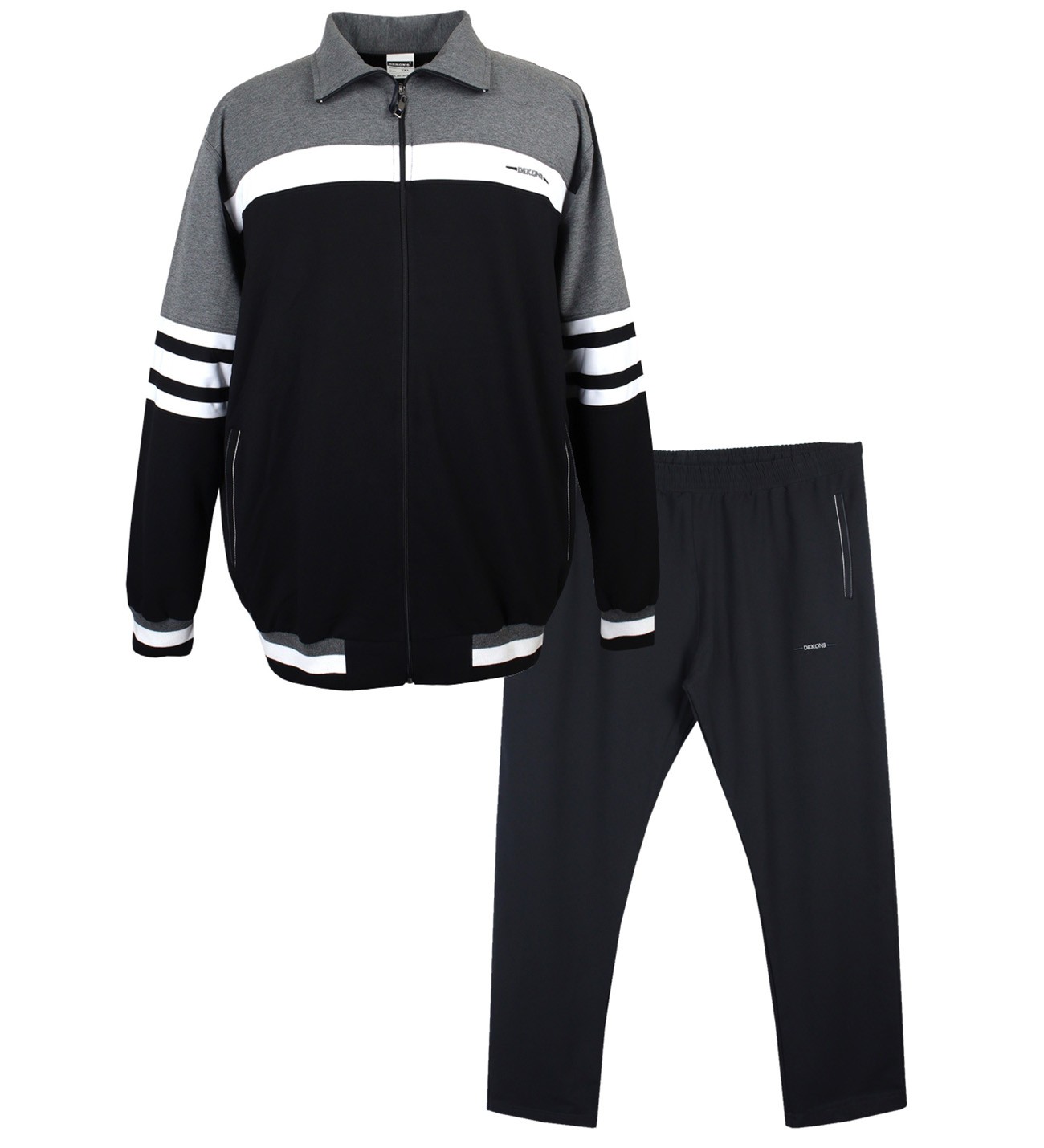 Plus Size Lycra Tracksuit Set Smoked-Black 6XL-10XL