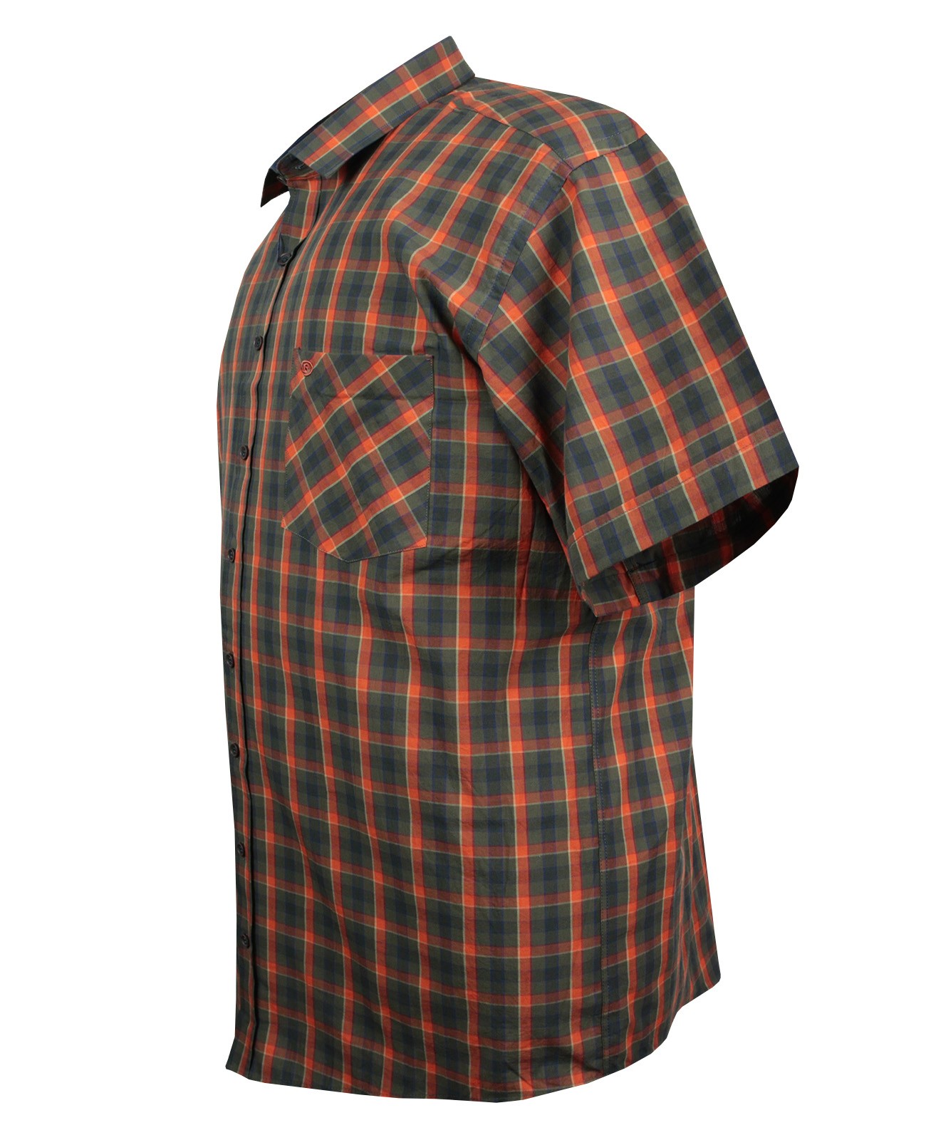 Plus Size Cotton Short Sleeve Shirt Plaid