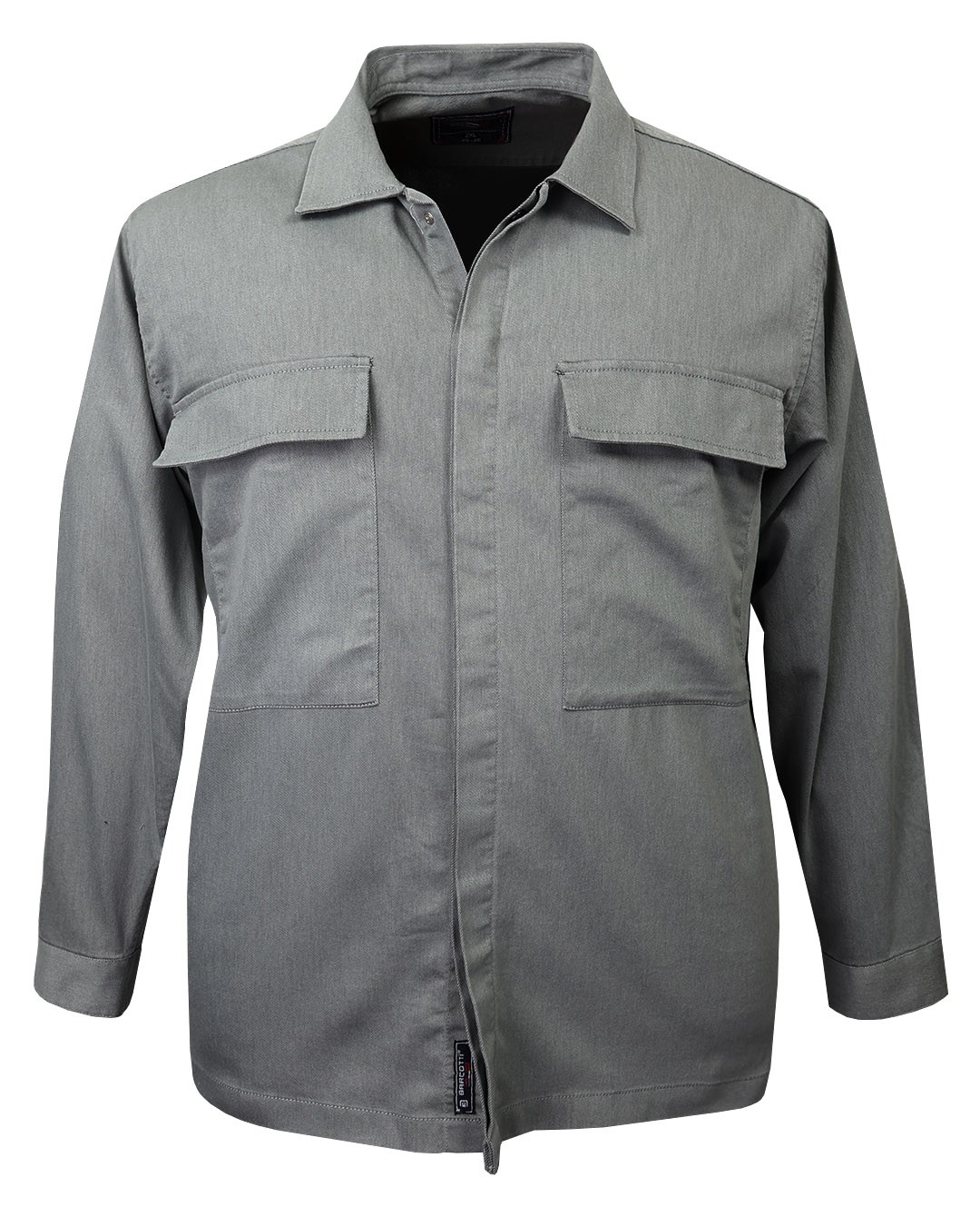 Plus Size Lycra Denim Shirt Double Pocket Gray