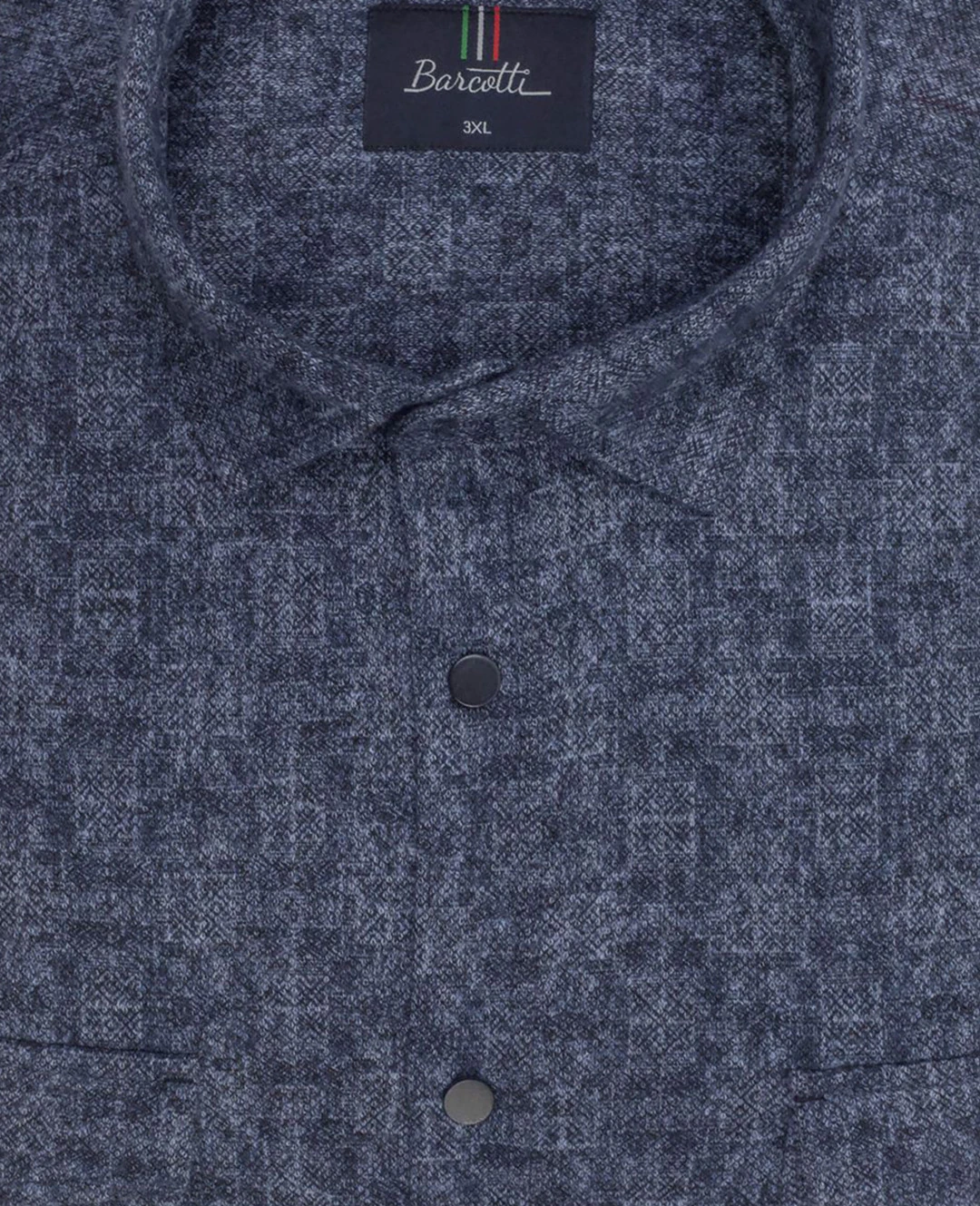 Kışlık Büyük Beden Çift Cepli Likralı Örme Gömlek - İndigo