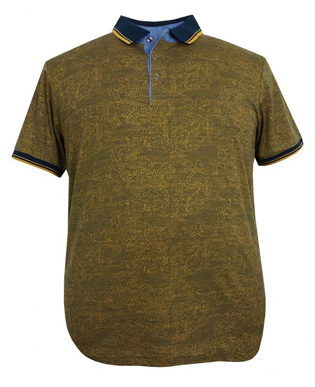 Plus Size Men's T-Shirt Jacquard Single Jersey Polo Collar