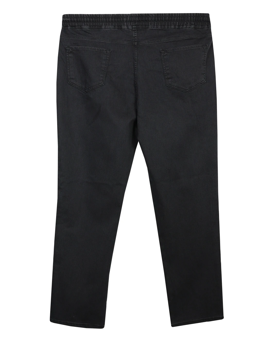 Kışlık Büyük Beden Bağcıklı Denim Pantolon - Siyah