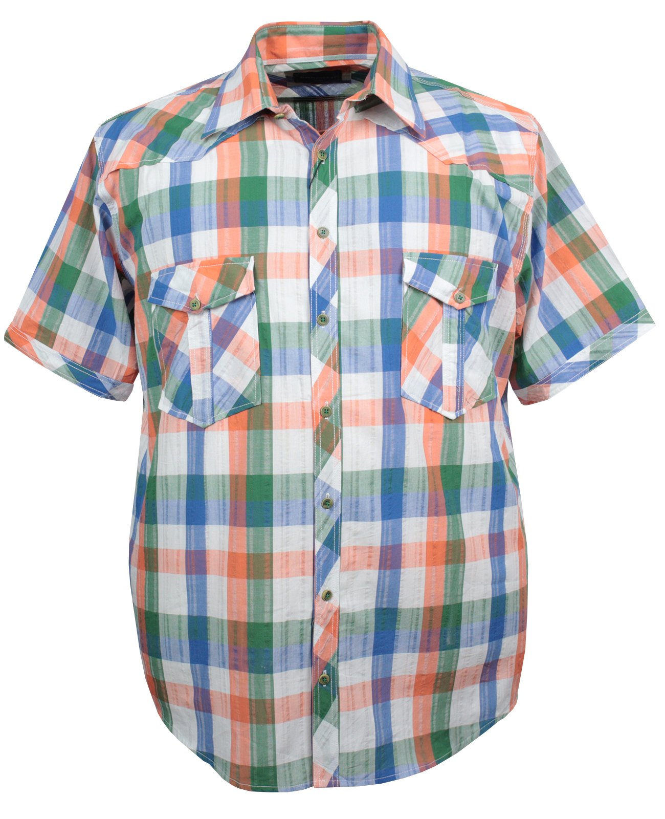 Plus Size Cotton Short Sleeve Shirt Plaid