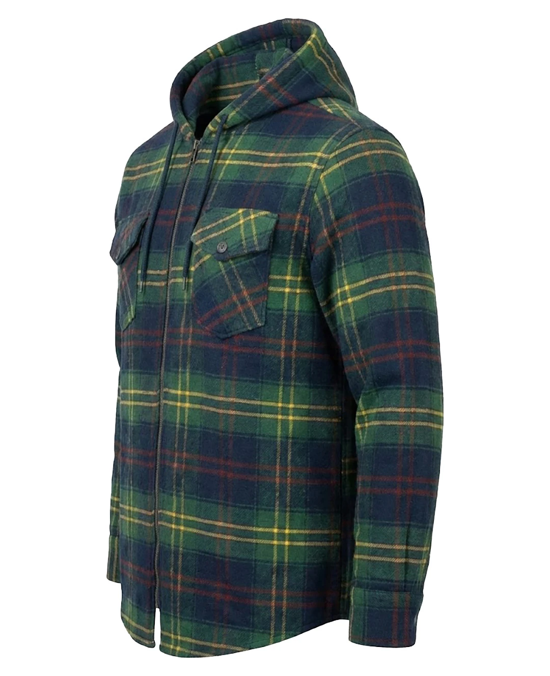 Büyük Beden Kapşonlu Oduncu Sweat Ekose - Yeşil