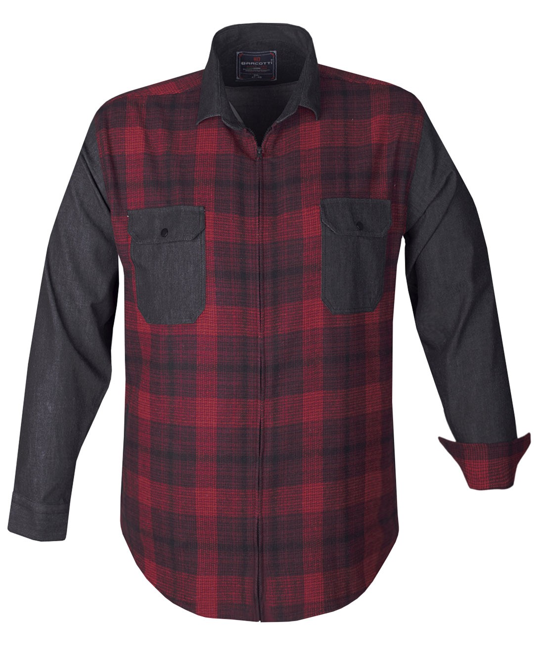 Plus Size Segmented Lumberjack Denim Shirt