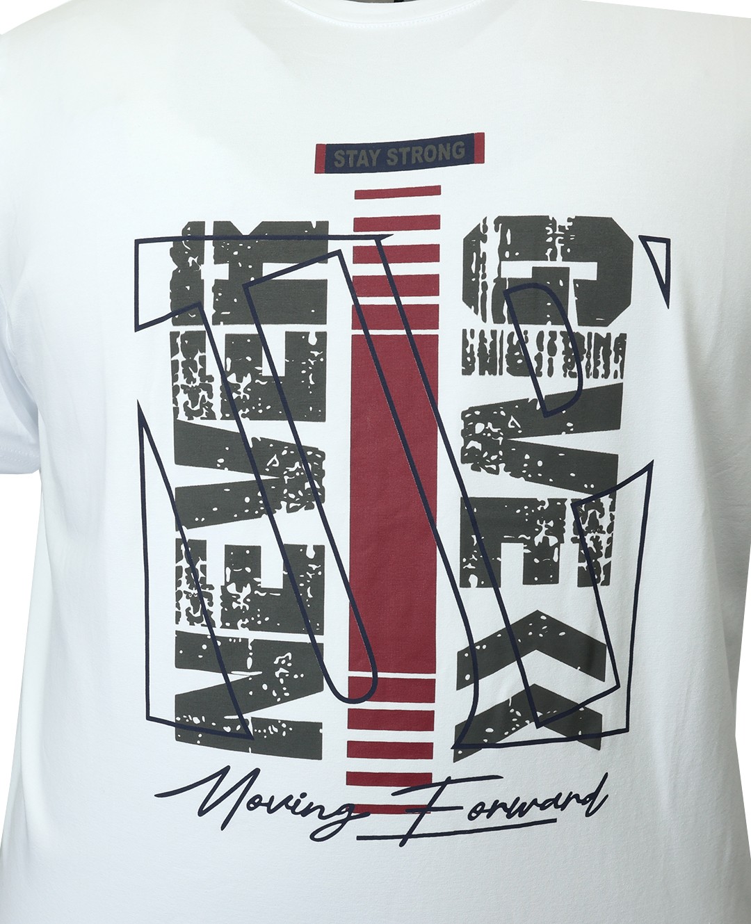 Plus Size Jersey Printed Bis Collar T-Shirt Stay Strong