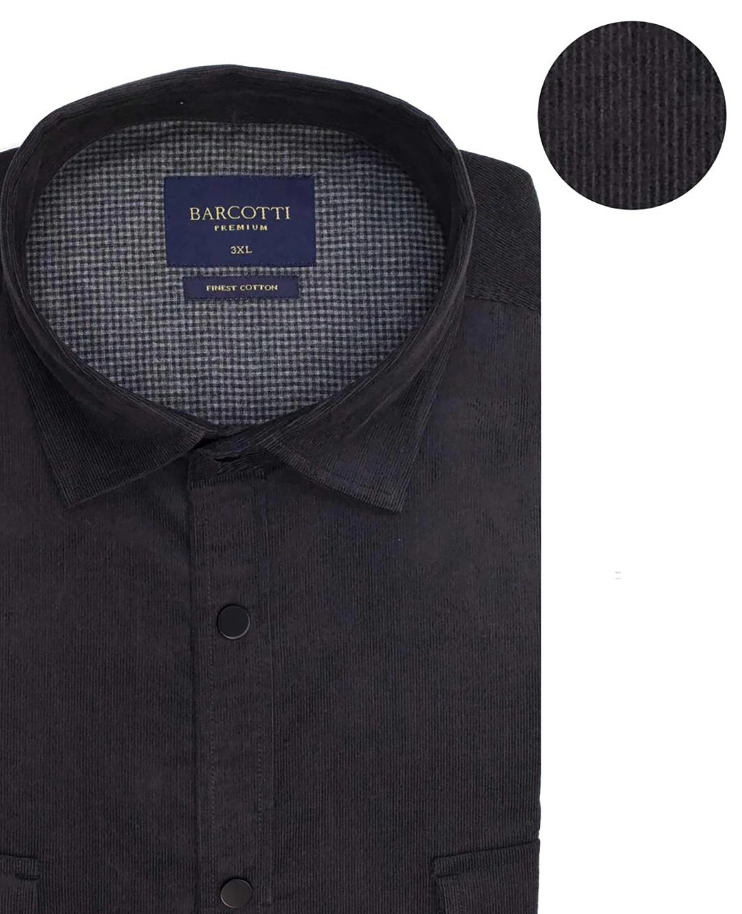 Büyük Beden Kadife Gömlek Çift Cepli - Füme