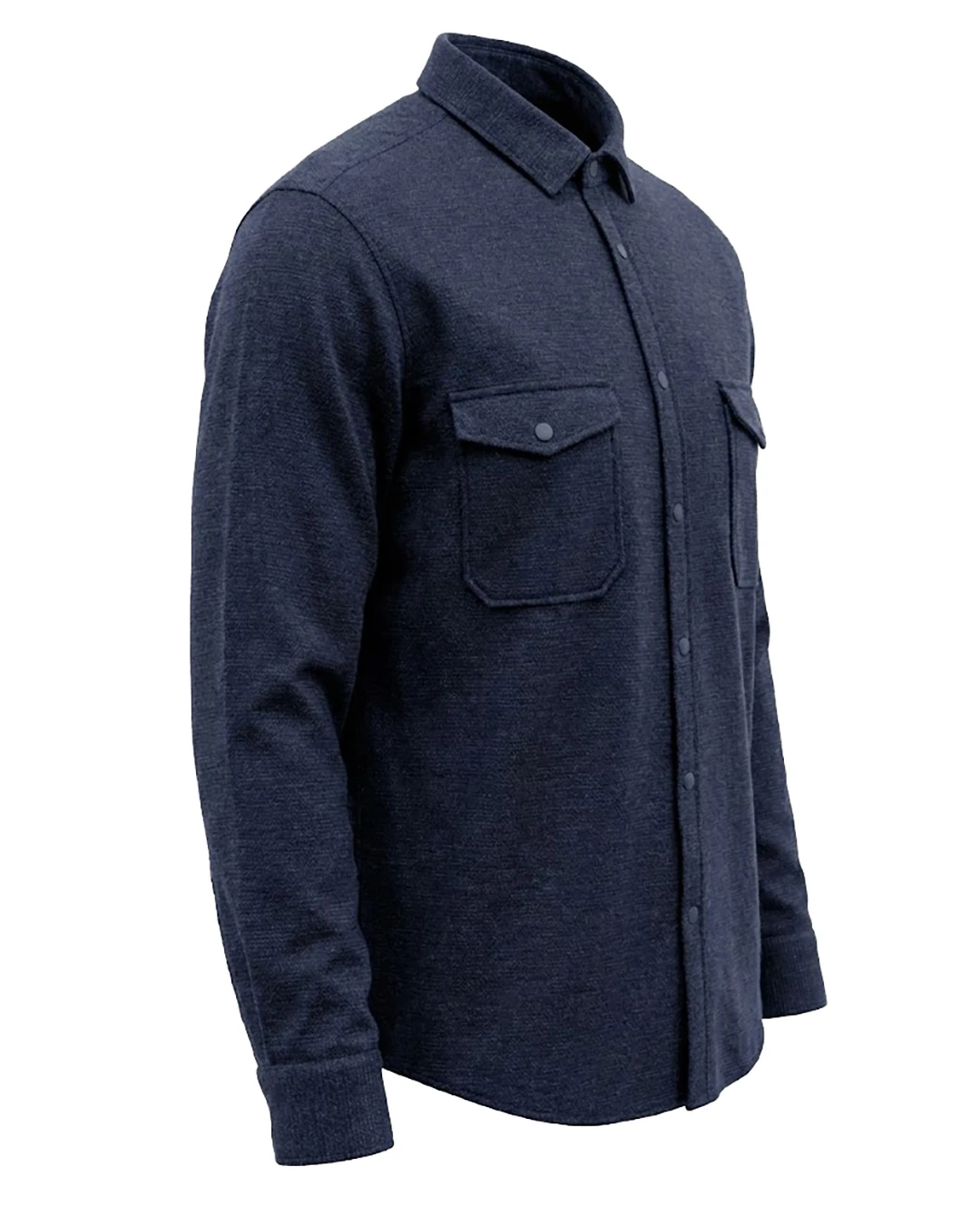 Büyük Beden Çift Cepli Likralı Örme Gömlek - Lacivert