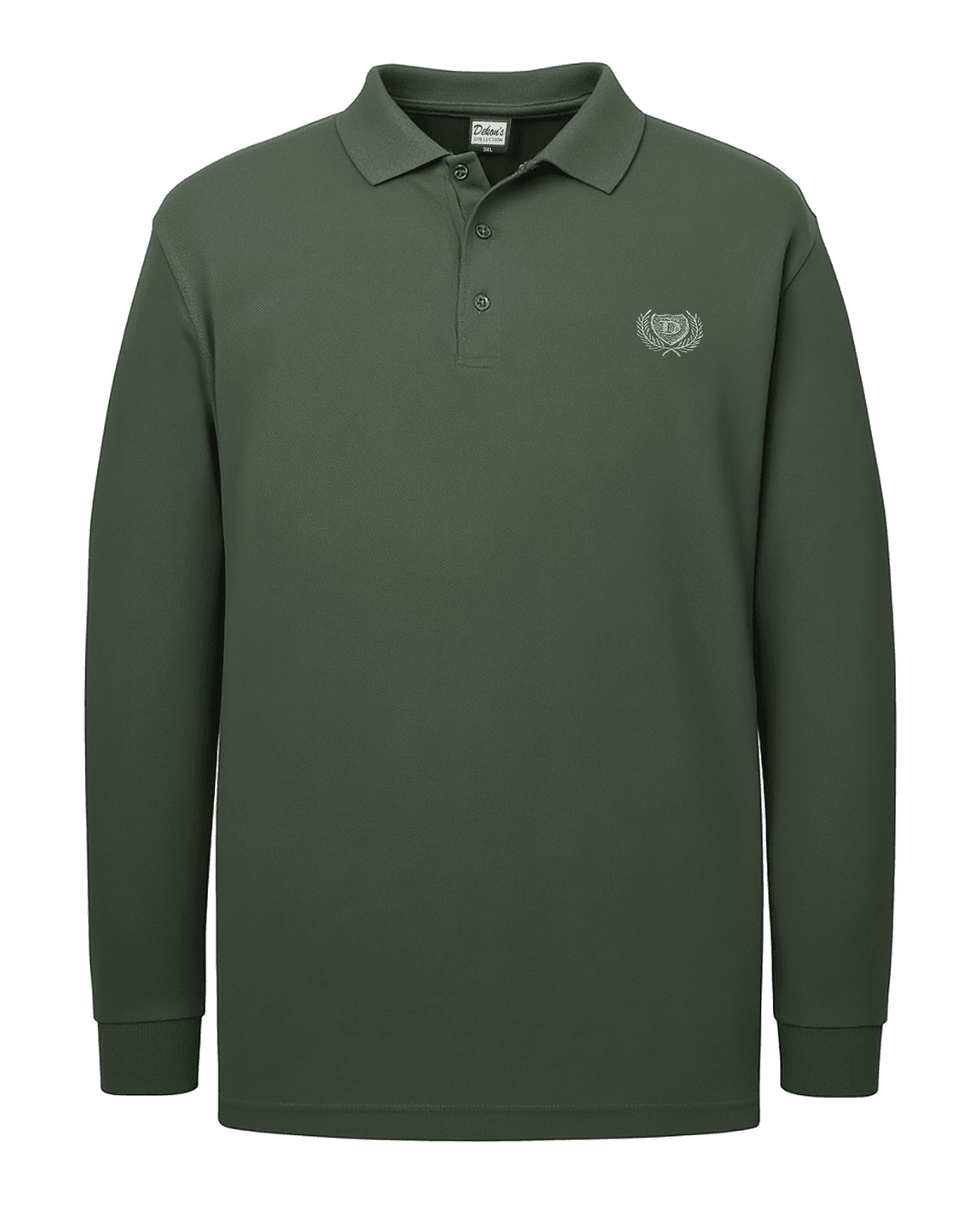 Büyük Beden Lacos Pike Polo Yaka Sweatshirt - Haki