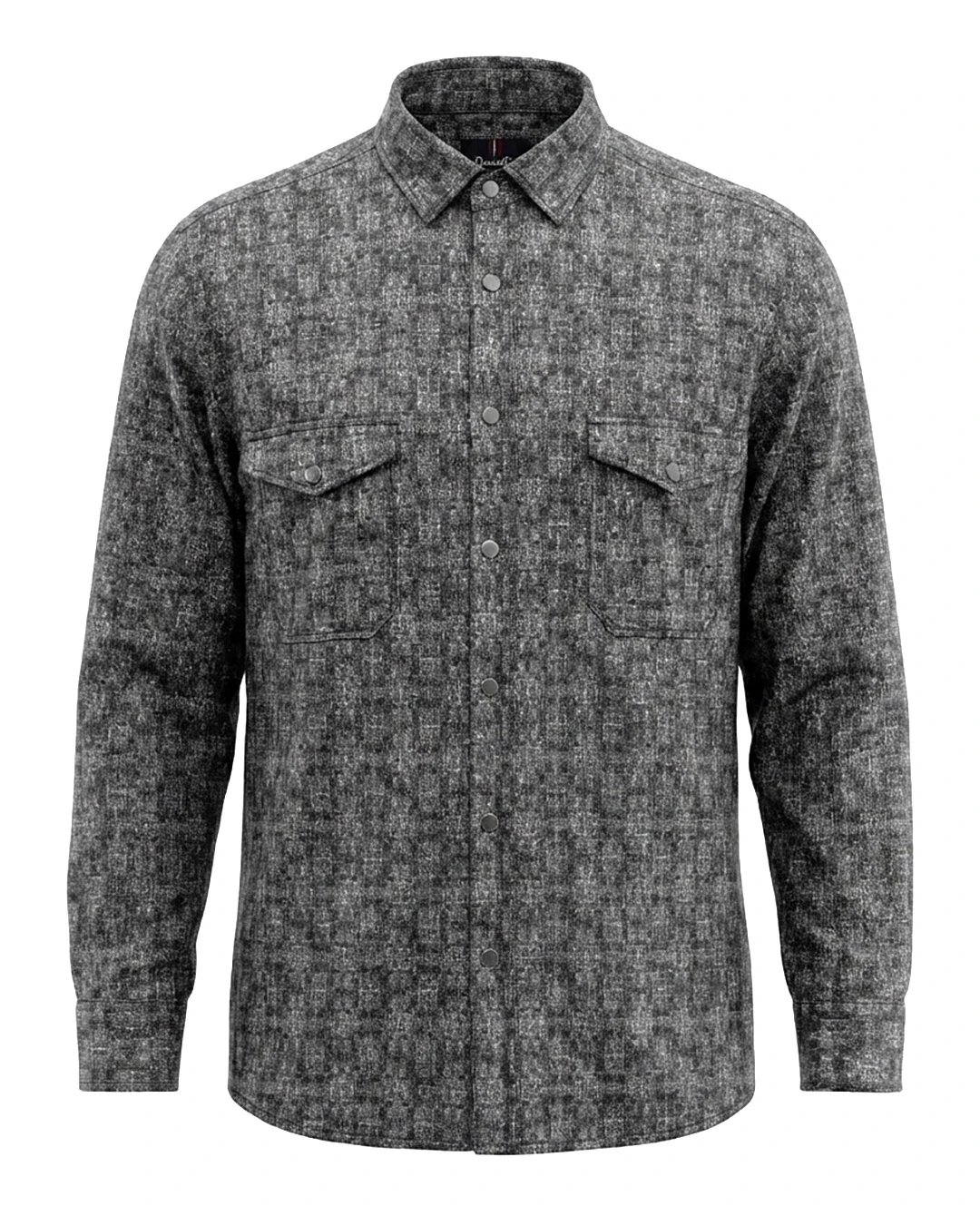 Kışlık Büyük Beden Çift Cepli Likralı Örme Gömlek - Gri