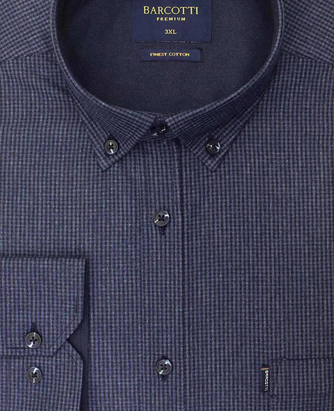 Büyük Beden Pamuklu Ekose Gömlek Düğme Yaka