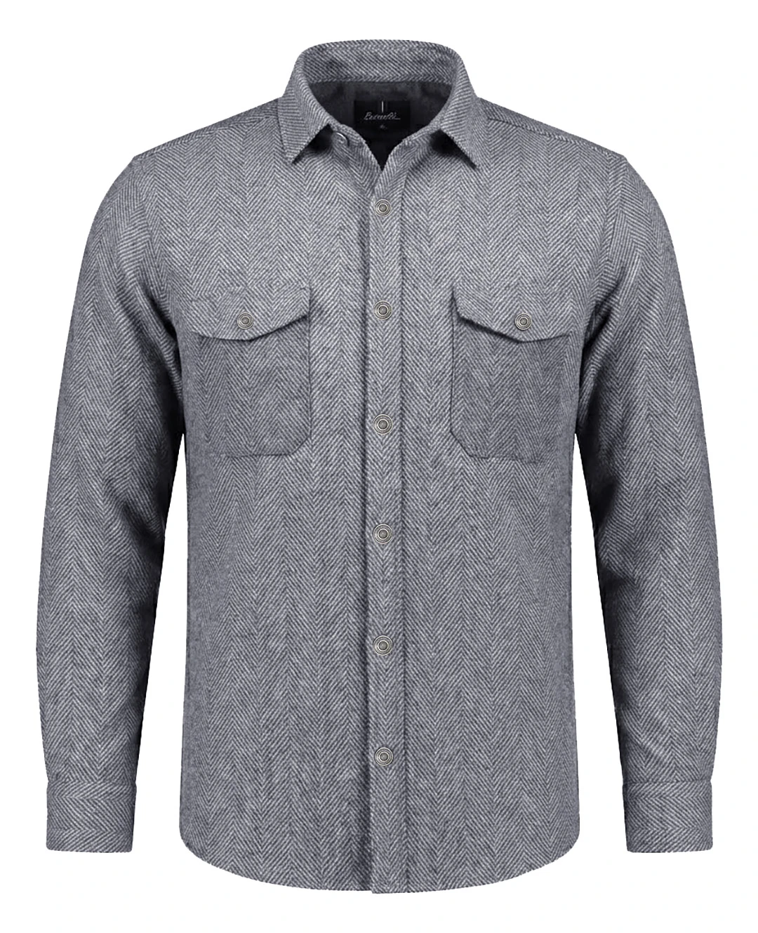 Büyük Beden Çift Cepli Pamuklu Örme Gömlek - Gri