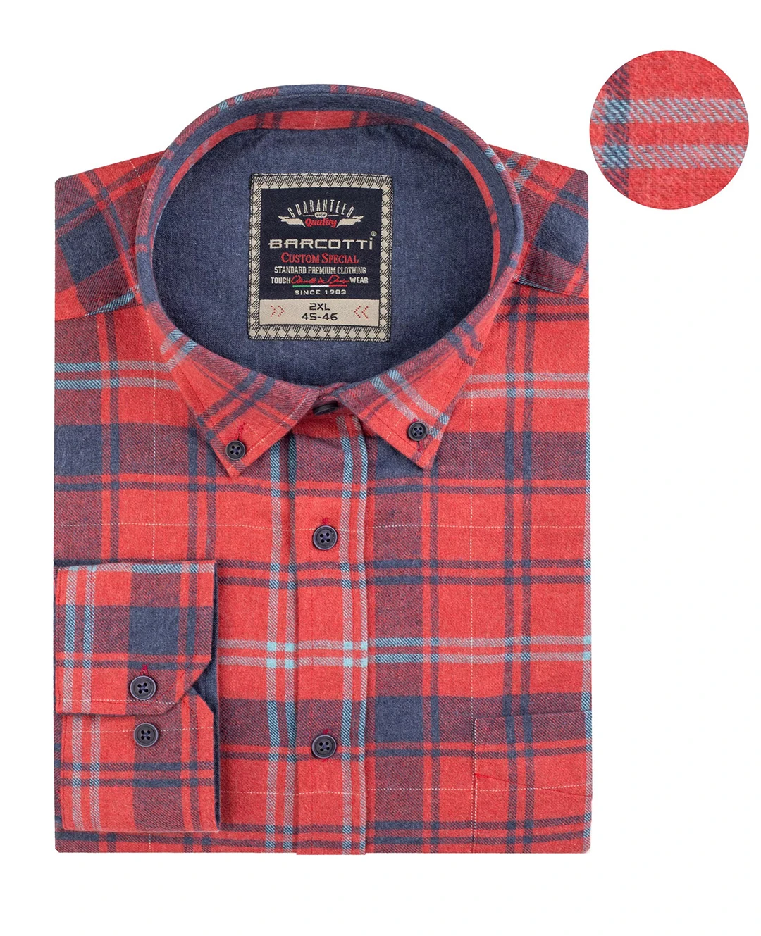 Büyük Beden Pamuklu Ekose Gömlek Düğme Yaka