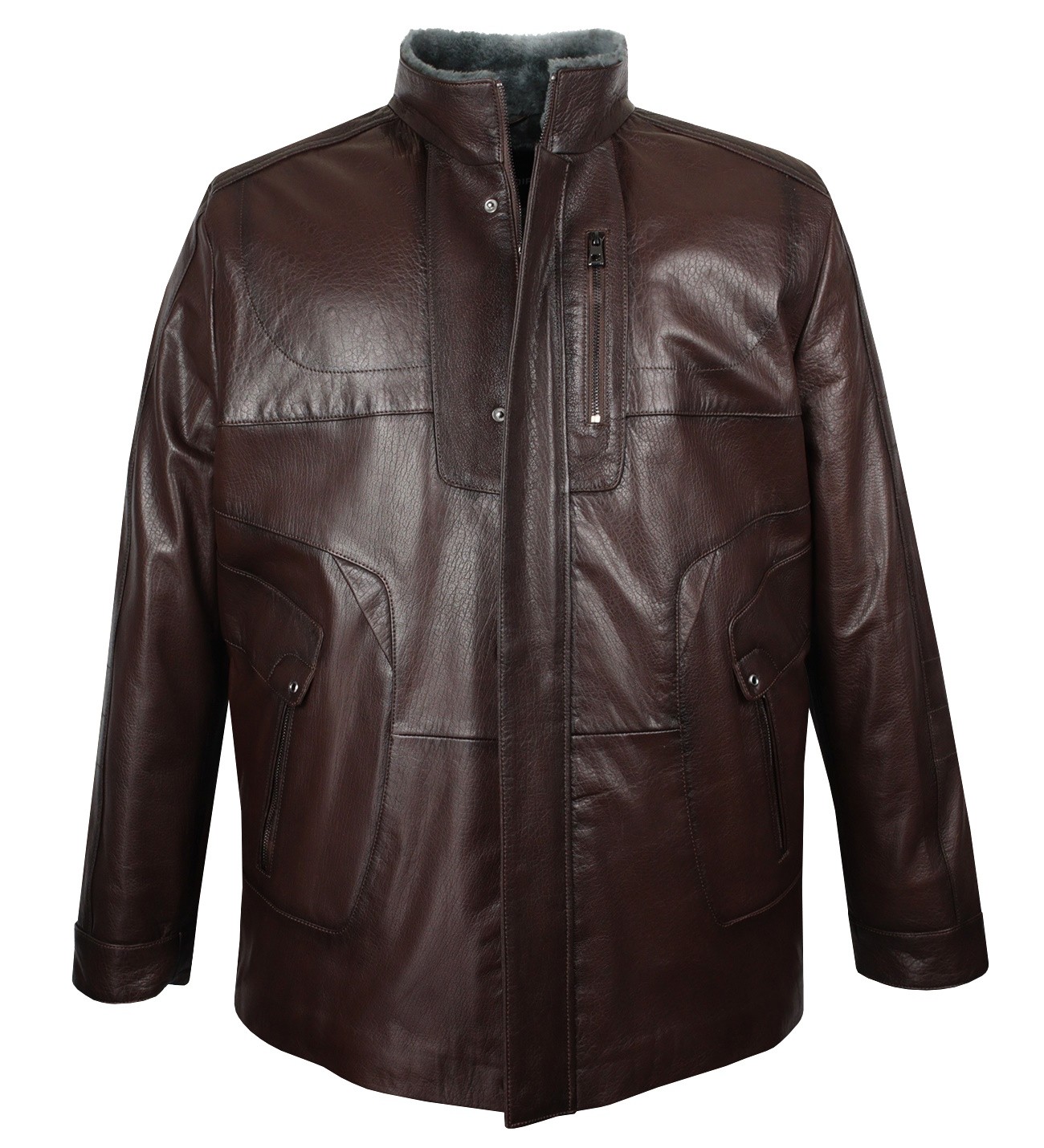 Plus Size Sheepskin Jumbo Genuine Leather Coat