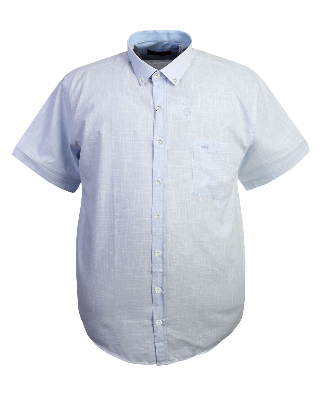 Süper Size Keten Gömlek Kısa Kol 8XL-12XL - Mavi