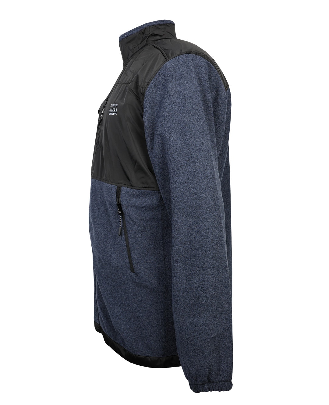 Büyük Beden Dik Yaka Parçalı Polar Sweat - İndigo