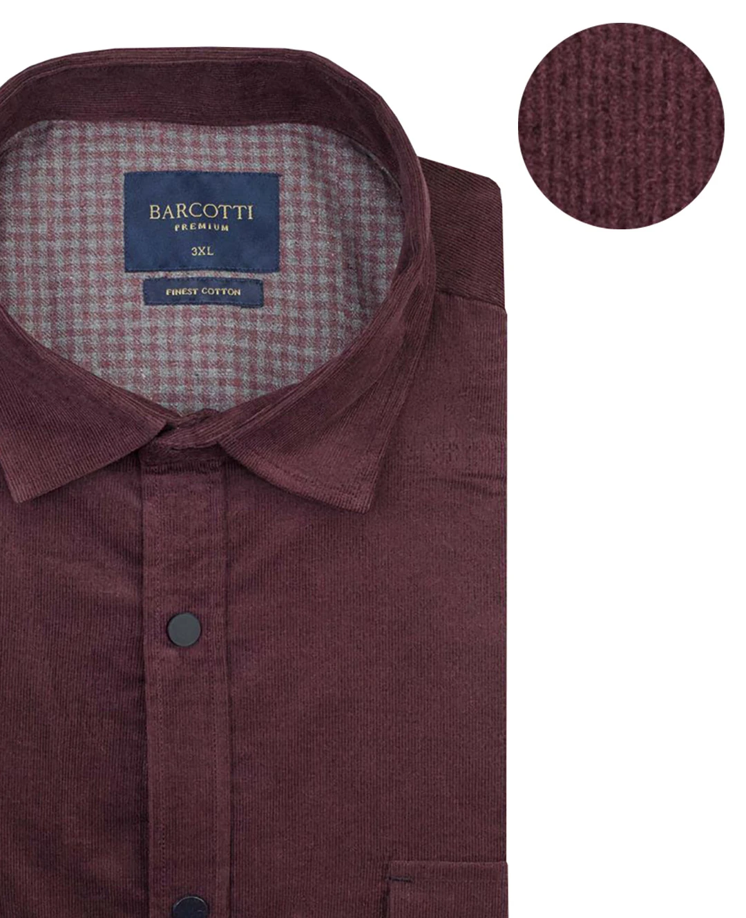 Büyük Beden Kadife Gömlek Çift Cepli - Bordo