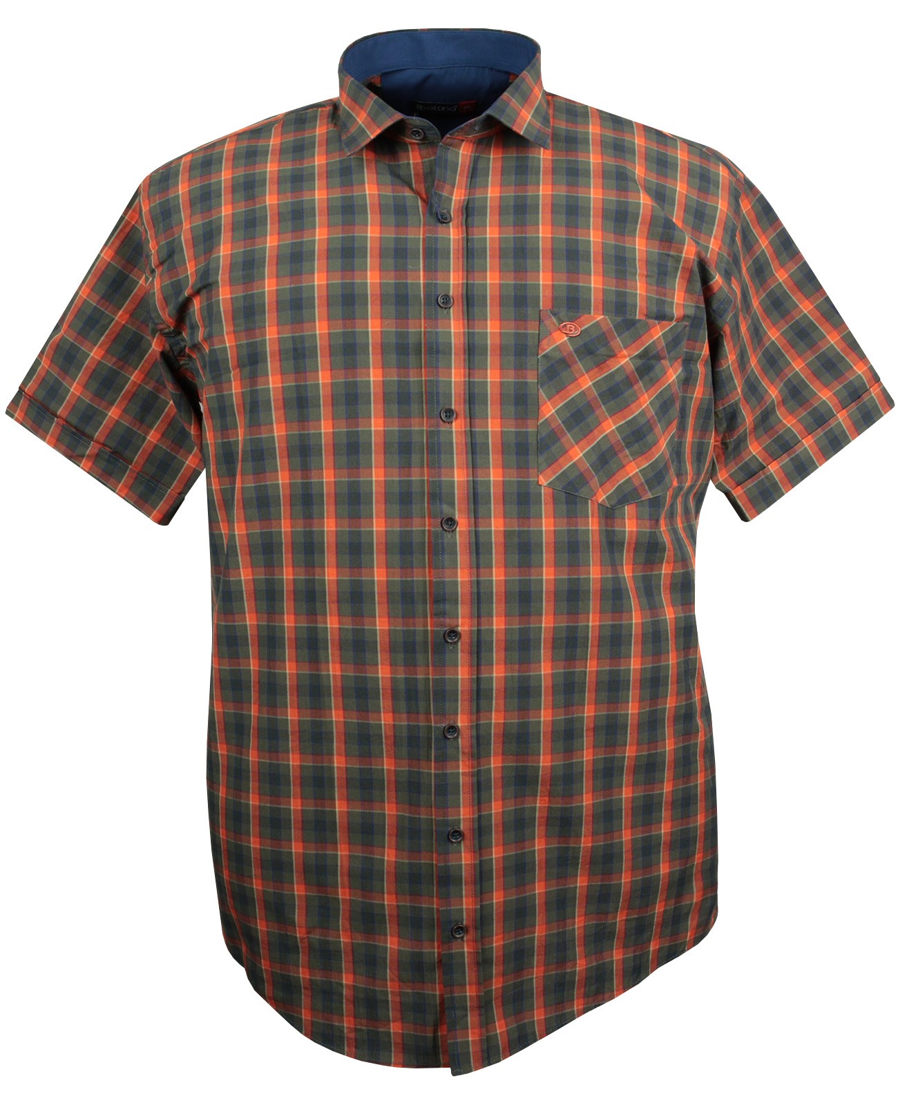 Plus Size Cotton Short Sleeve Shirt Plaid